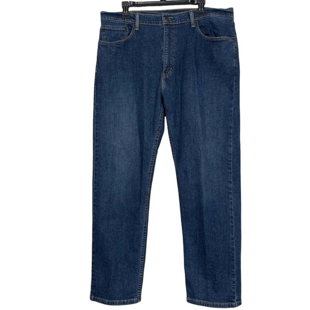 Levi's 505 Regular Straight Jeans Mens 38x30 Blue Medium‎ Wash Stretch Denim Zip